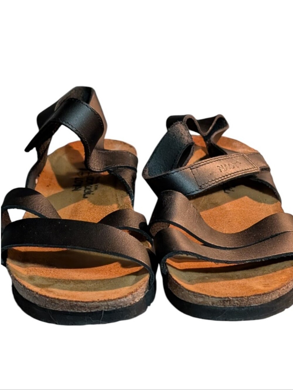 Naot Kayla Black Leather Wedge Sandals Comfort Strappy Shoes Size 42/ 11 walking